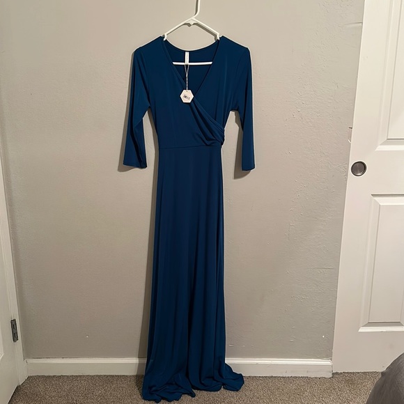 Indigo Blue Maxi Wrap Around Maternity Dress - Picture 1 of 2